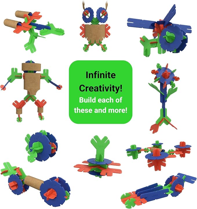 YOX Megabuilder, Creative Educational Building & Construction STEM Toy Set for Kids, Learning Toys for Children Ages 4-10, Boys & Girls Fun Gift, Classroom Supplies, 152 Parts, Storage Bin Included