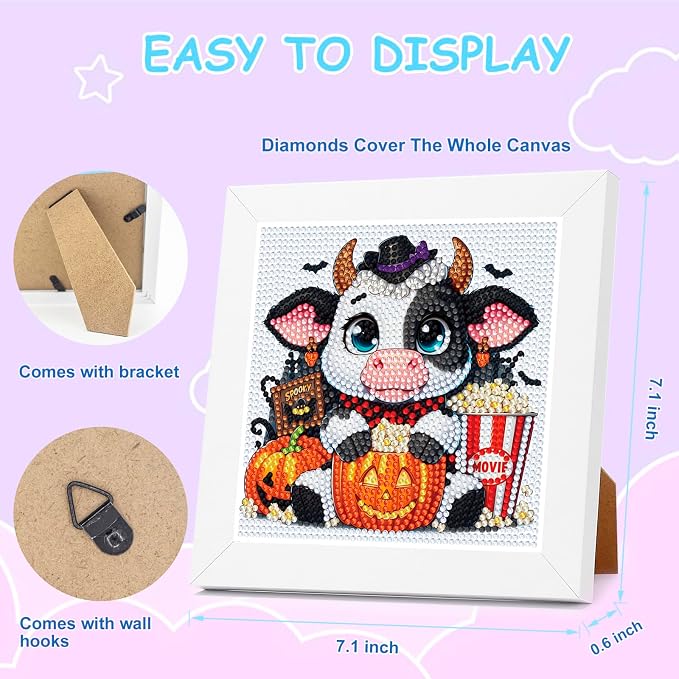 Nardoll Halloween Diamond Art Kits - Arts and Crafts - Diamond Art Painting with Wooden Frame - GEM Art for Girls Boys Adults Beginners Home Wall Decor Gifts