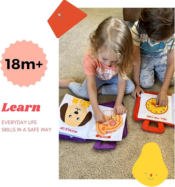 BAVY Quiet Book, Toddler Travel Activity Book, All Parts Attached, Ages 2-4 | Montessori board book, quiet book, car and plane, 10 activities, travel toy for toddlers 2 3 4, birthday gift idea