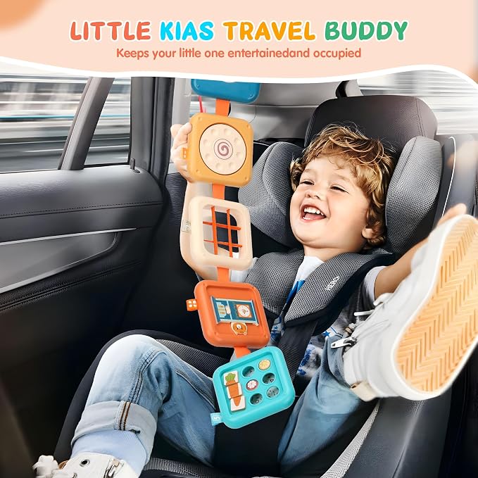 Montessori Busy Board Activity Cube - Travel Toys for Toddlers 1-3, Fidget Cube for Fine Motor Skills, Car Seat & Stroller Toys, Quiet Toys for Church/Airplane, 1st Birthday Gifts for Boy Girl