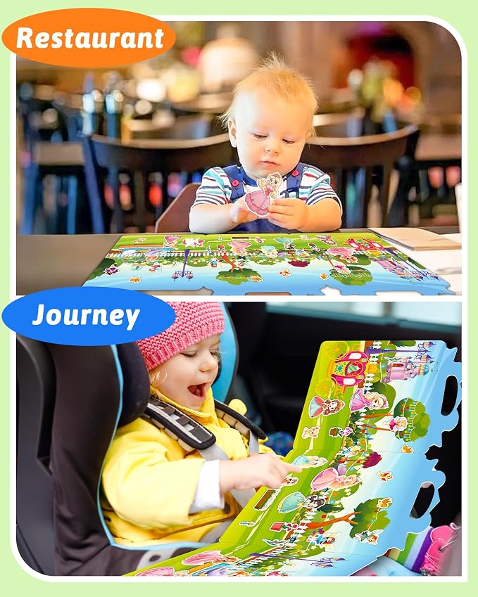 Benresive Reusable Sticker Book for Toddlers, Travel Stickers for Kids | Toddler Travel Activities Toys, Birthday Gifts for Boys & Girls, Airplane Travel & Road Trip Essentials Kids