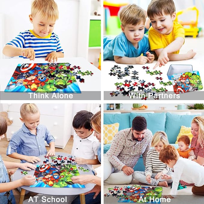 LELEMON Puzzles for Kids Ages 4-6,100 Piece Puzzles for Kids in Metal Box | Educational Childrens Kids Puzzles Jigsaw Puzzles for Kids Ages 6-8,100 Piece Puzzle Games Puzzle Toys for Girls and Boys