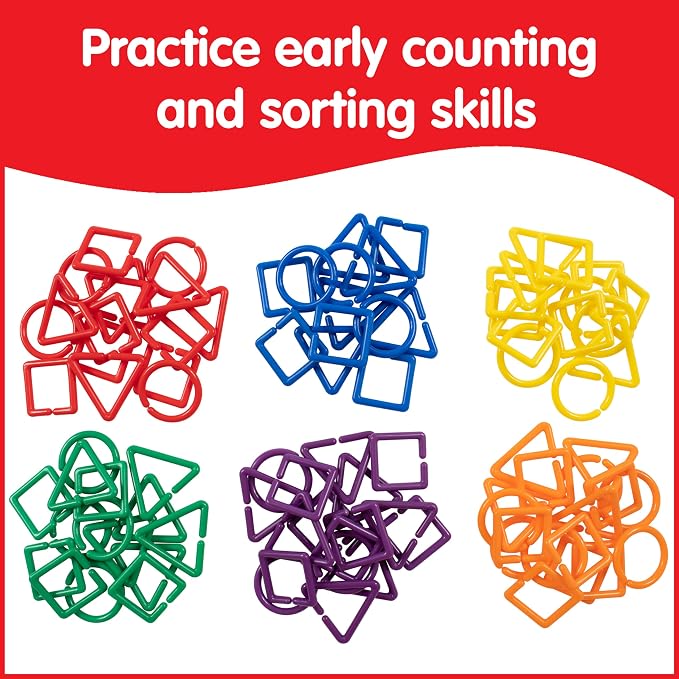 edxeducation Geo Links, Mini Jar, Set of 144, Linking Shapes, 6 Colors (Pack of 2)