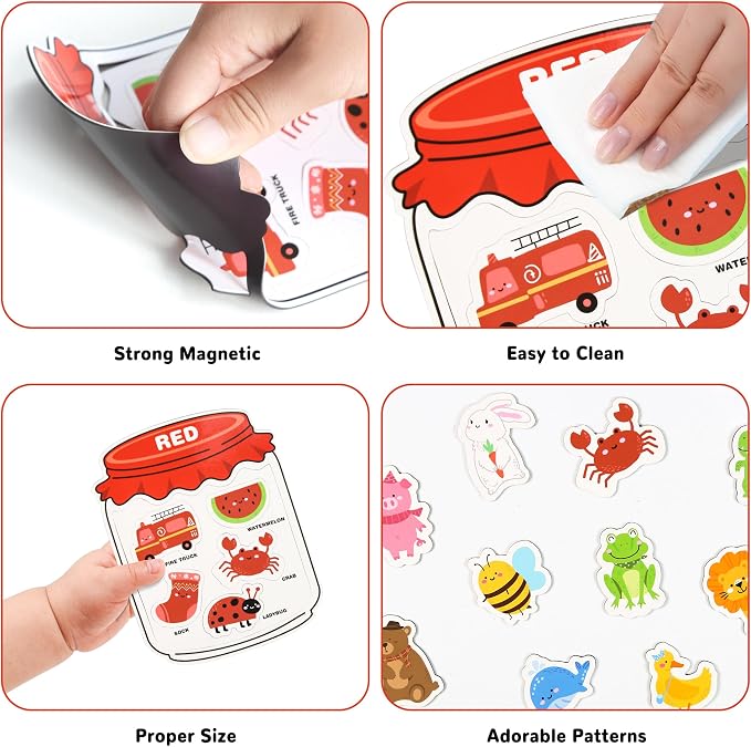 Magnetic Color Sorting Set for Fridge Toddlers 2 3 4 5 Montessori Color Learning for Whiteboard Basic Vocabulary Learning Kitchen Toys Kids pre-k Homeschool Classroom Must Haves