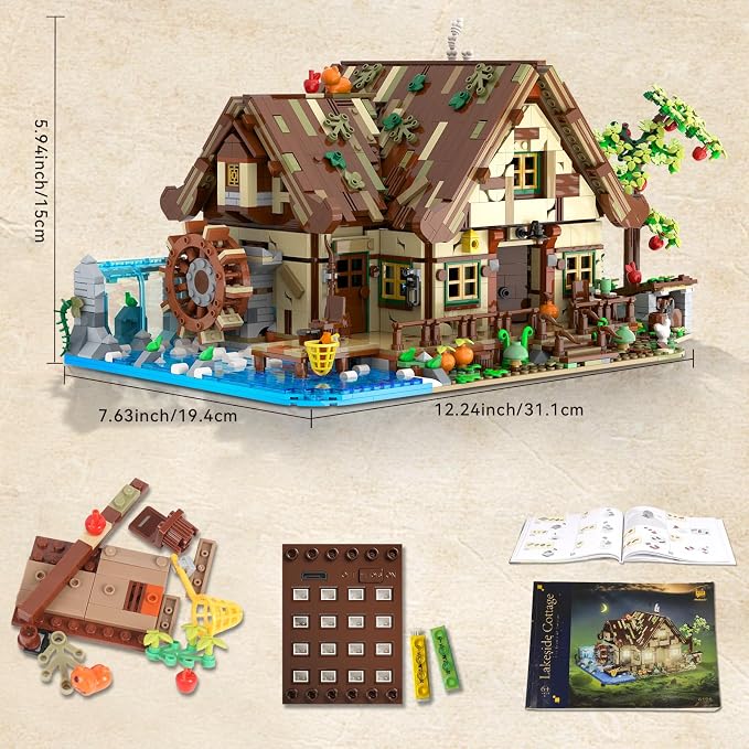 INSOON Wood Cabin Building Set with Lights for Adults, Forest House Kit | Cozy Cottage Display Model Mini Building Blocks with Animal Botanical, Home Office Decor Gift for Women Men Teens (2570 PCS)