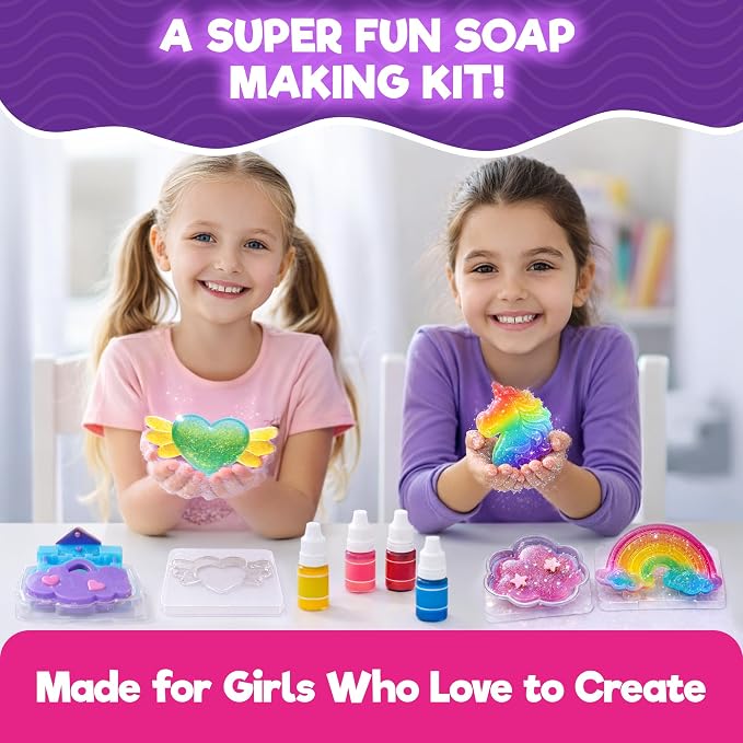 Doctor Jupiter Glow in The Dark - Unicorn Soap Making Kit for Kids Ages 6+ | Unicorn Toys, Birthday Gift Ideas for Girls 6,7,8,9,10 Year Olds, Science Kits for Kids Ages 5-7-8-12, STEM Toys, DIY Craft