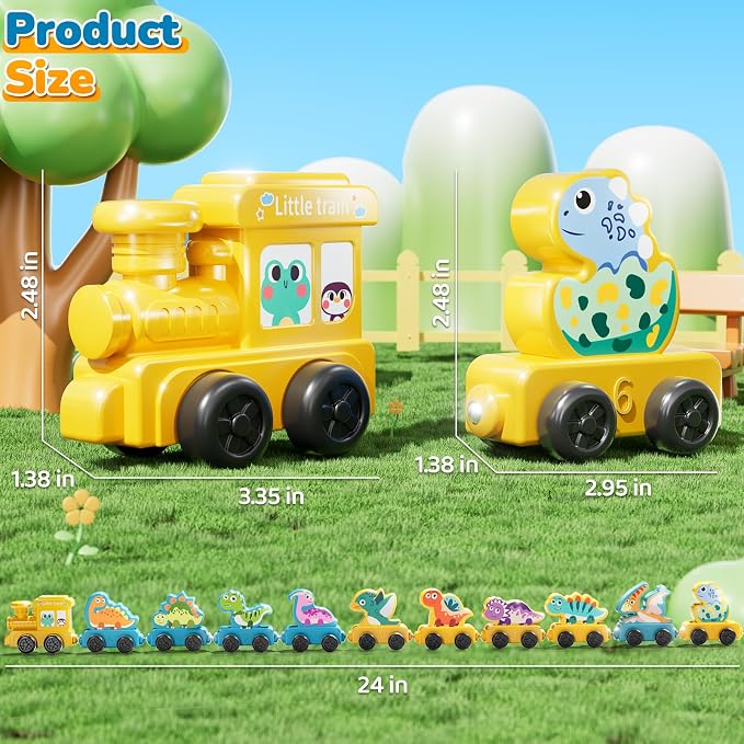 JUKUDAHU Magnetism Toys Dinosaur Train Set for Toddlers 3 4 Years Old | Dinosaur Toys for Kids, Color Sorting Toy, Preschool Educational Learning Activities, Birthday Gifts for Boys Girls