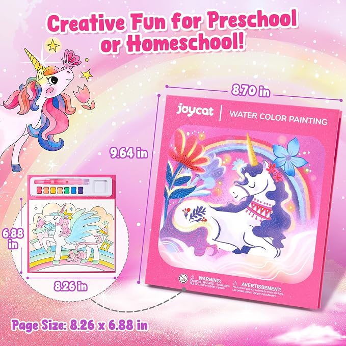 JoyCat Paint with Water Coloring Books for Toddlers (Magical Pony) | Watercolor Painting Set for Kids Ages 3-5 & 4-8, Arts & Crafts Drawing Activity Travel Toy, Birthday Gifts for Boys & Girls