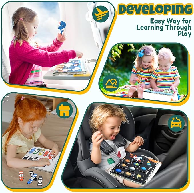 Montessori Busy Book for Toddlers Ages 3-6 | Preassembled Sensory Toy for Autism & Fine Motor Skills | Preschool Learning Activities Binder | Homeschool Supplies | Gift for 3+ Year Old Boys Girls
