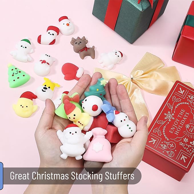 Mr. Pen- Christmas Squishy Toys, 48 Pack | Washable Twistable Stretchy Squishies Bulk, Soft Stress Relief Sensory Toys for Squeezing, Stocking Stuffers