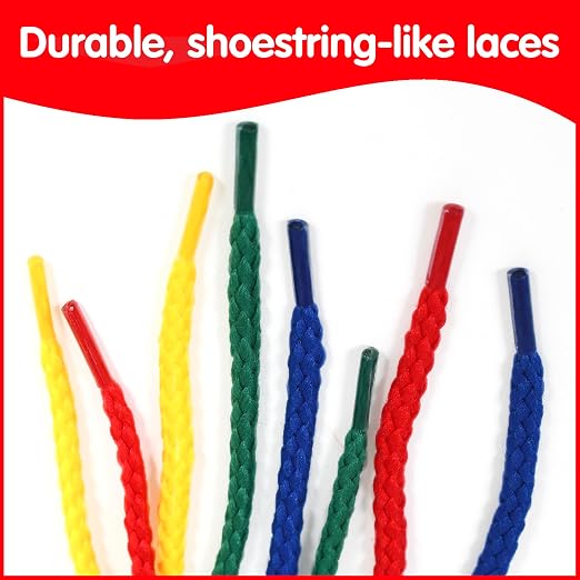 edxeducation Junior String Art, 2 Baseboards, 8 Laces and 4 Colors | Lacing Toy for Kids, Create Imaginative Designs, Explore Patterning, Shape Recognition and More