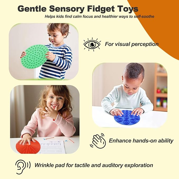 8PCS Sensory Mats, Silicone Tactile Tiles for Autism ADHD | Calming Tactile Input,Versatile Play,Easy to Clean & Travel,Safe & Durable Silicone,Therapist Approved