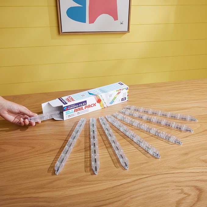 MAGNA-TILES Rail Racers Rail Pack 8-Piece Magnetic Construction Set, The Original Magnetic Building Brand
