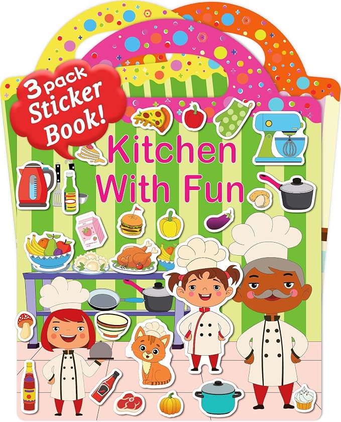 Benresive Reusable Sticker Book for Toddlers, Stickers for Kids, Travel Toy | Toddler Toys, Boys Girls Birthday Gifts, Airplane & Road Trip Essentials Kids, No Mess Waterproof Toddler Crafts Activities