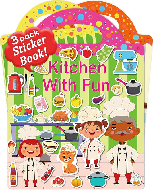 Benresive Reusable Sticker Book for Toddlers, Stickers for Kids, Travel Toy | Toddler Toys, Boys Girls Birthday Gifts, Airplane & Road Trip Essentials Kids, No Mess Waterproof Toddler Crafts Activities