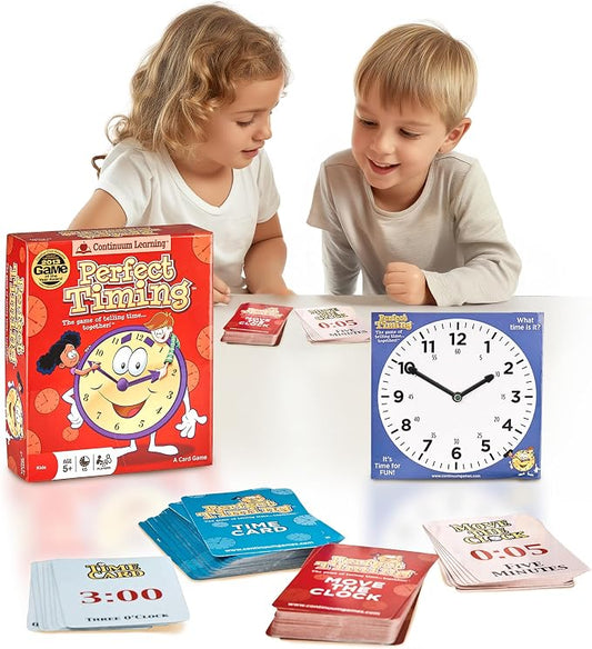 Continuum Games Perfect Timing Game, Tell Time Cooperative Board | for Kids, Fun Educational Family Game to Learn How to Read a Clock