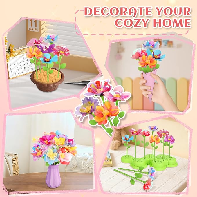 Kufanda DIY Fabric Flower Bouquets Toys Accessories Can Make 36 Flowers, DIY Arts & Crafts Toy Parts