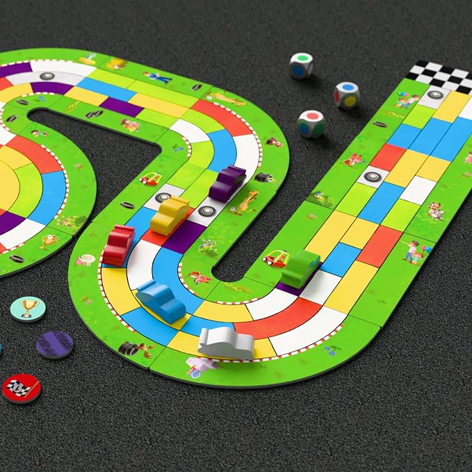 HABA Monza Car Racing Board Game for Kids, Color Matching Strategy Game, Ages 5+