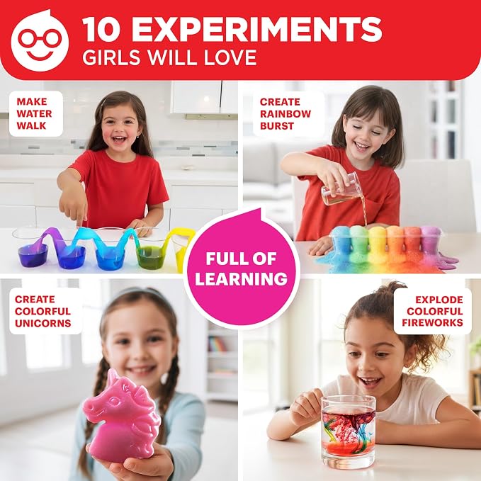 Doctor Jupiter Girls' Color Science Experiments Kit for Kids Ages 4+ | Birthday Gift Ideas for Girls Ages 4,5,6,7,8, 10 STEM Experiments, Preschool Learning Toy