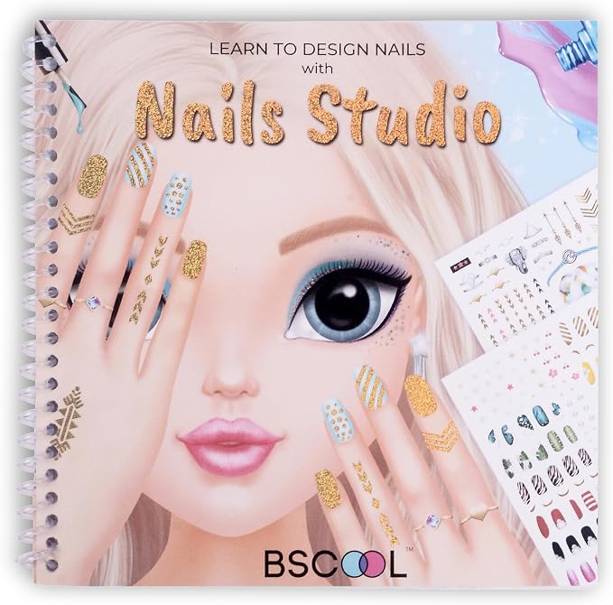 BSCOOL Nail Art Book for Kids with Stickers and Design Guides. Sticker Book | Activity sketchbook sparks creativity in little designers ages 5 and up — a suitable gift for girls who love fashion.