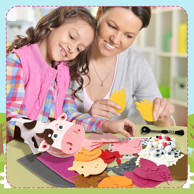 WATINC Hand Puppet Making Kit, Felt Sock Puppet Toys for Kids (Farm A) | 6 Styles, Make Your Own Storytelling & Role Play Crafts, Creative Group Activity, Party Favors & Gifts for Kids Ages 4-8