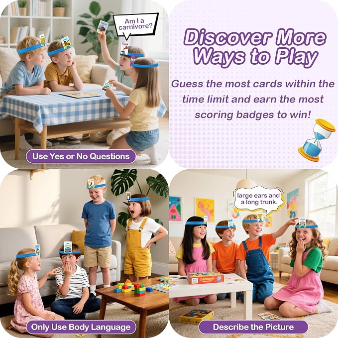 Headbands Game for Kids – Guessing Board Game to Boost Vocabulary | Critical Thinking, and Social Skills – Quick Question Family Game Night for 2–4 Players – Travel-Friendly Fun (Mixed Theme)