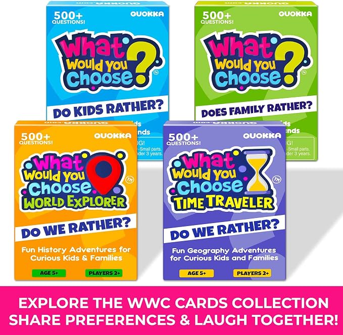 Board Games for Kids 8-12 – Family Games for Kids and Adults for Family Night – What Would You Choose – 500+ Questions – Fun Travel Learning Trivia Cards for 5-7 - Boardgames for Teens 9-10 Years Old