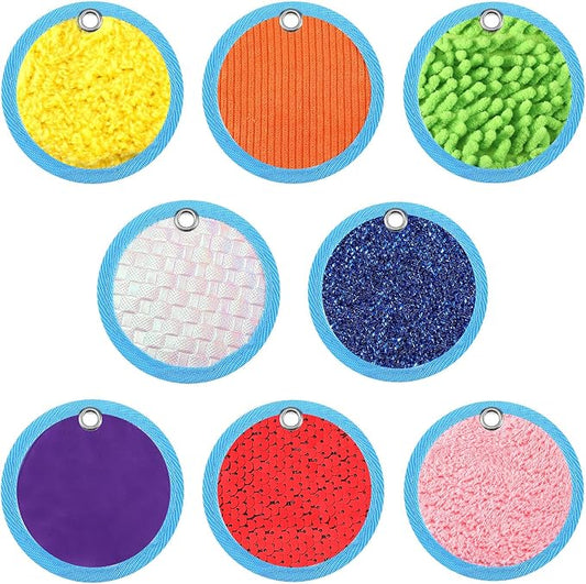 Boao 8 Set Mini Sensory Mats for Autism Kids Sensory Floor Tiles, Round | 4 Inch, Assorted Textured Play Mats, Educational Tactile Toys for Adhd Children Activity Occupational Therapy