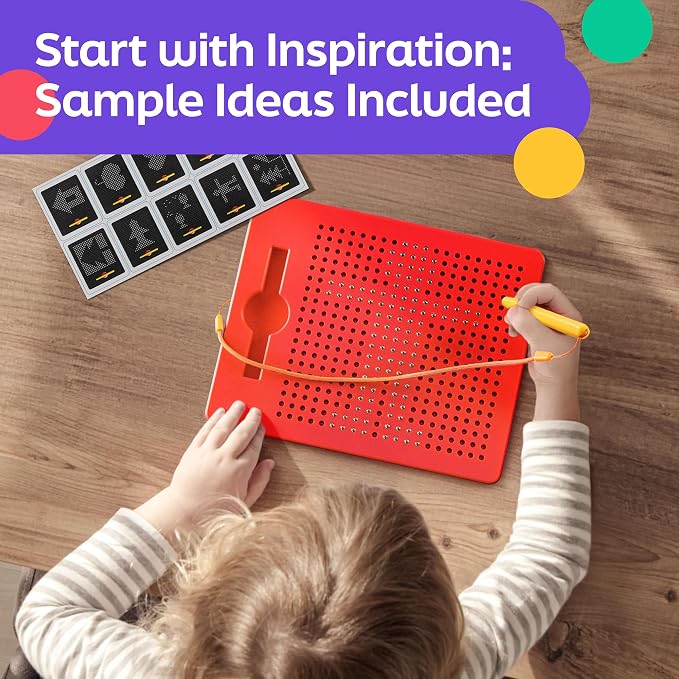 Magnetic Drawing Board for Kids & Toddlers, Airplane & Car Ride Activities | Magnetic Tablet Toy with Beads & Stylus Pen, Travel Toys for Toddlers, Road Trip & Flight Activity, Gift for Boys & Girls