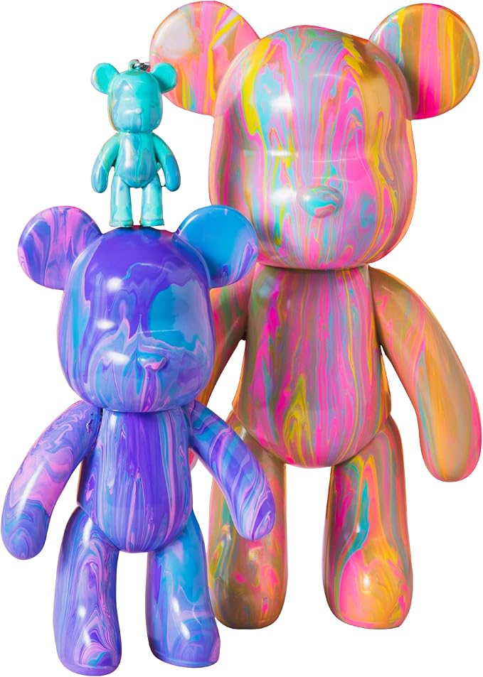 Pour Palz DIY Paint Pouring Kit, Create Custom Art with XL & Standard & Keychain Figure, 5 Acrylic Pour Paints -Fun Creative Hobby for Kids & Adults, Unique Collectible Craft Set, Mega Pack, Ages 5+