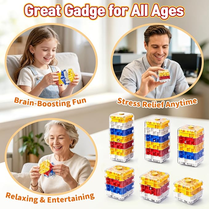 2-in-1 Fidget Spinner Maze Cube 3D Puzzle Brain Teaser 2 Level | Handheld Fidget Spinner Toy 3D Puzzle Cube Brain Teaser Game Stress Relief Anxiety Sensory Toy Travel Car Game Kids Adults
