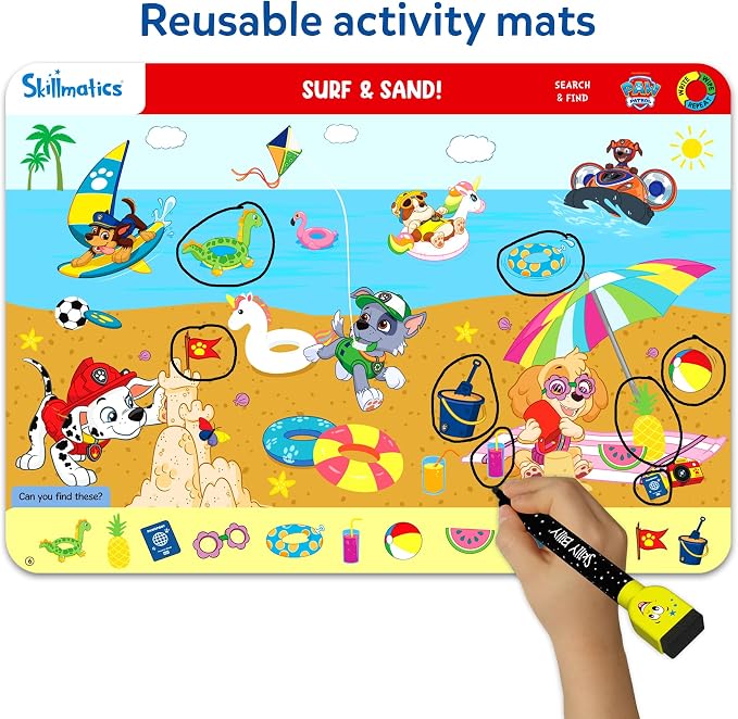 Skillmatics Search and Find – PAW Patrol, Preschool Activity, Gift for Kids | Write & Wipe Mats, Learning & Educational Toy for Toddlers & Kids, Back to School Supplies for Boys & Girls Ages 3, 4, 5