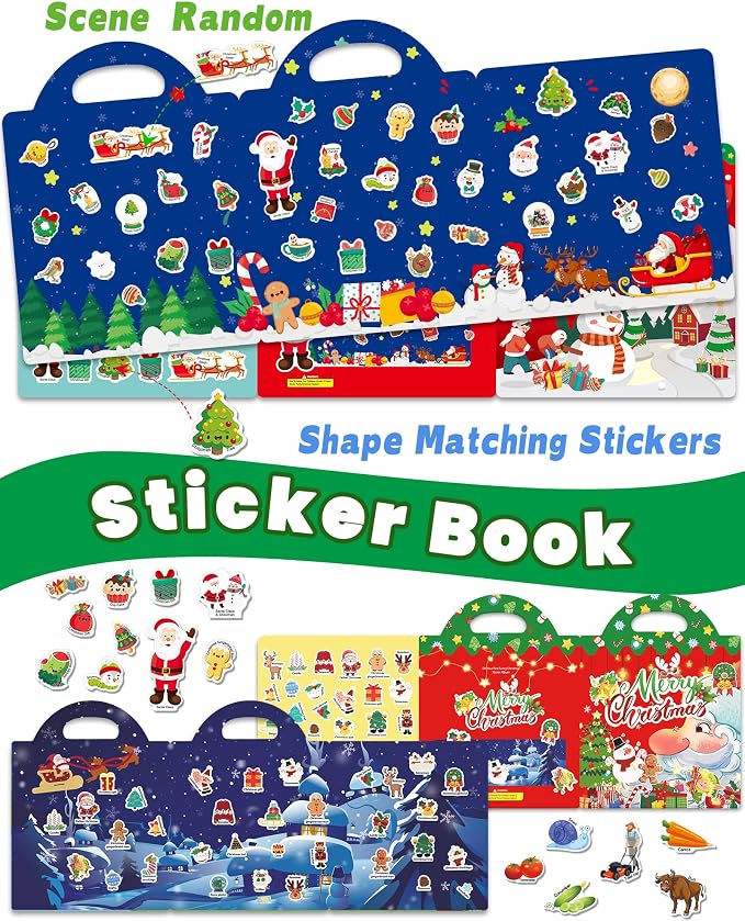 Walenced Reusable Sticker Book for Toddlers, Stickers for Kids, Toddler Toy | Toddler Craft Activities, Toddler Travel Toys, Boy Girl Birthday Gifts, Airplane Travel & Road Trip Essentials Kids