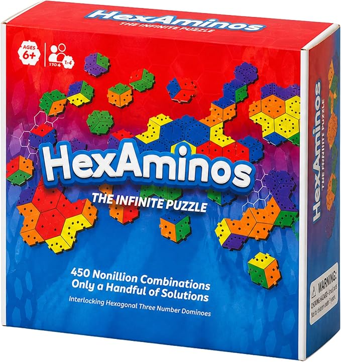 The Infinite Puzzle: Strategy Board Game for Familiy, Teens & Adults. 56 Hexagon Tiles for Solo or 1-8 Players. Travel-Friendly STEM Logic Game, 450 Nonillion Combinations, 8x7 Grid Challenge Ages +6