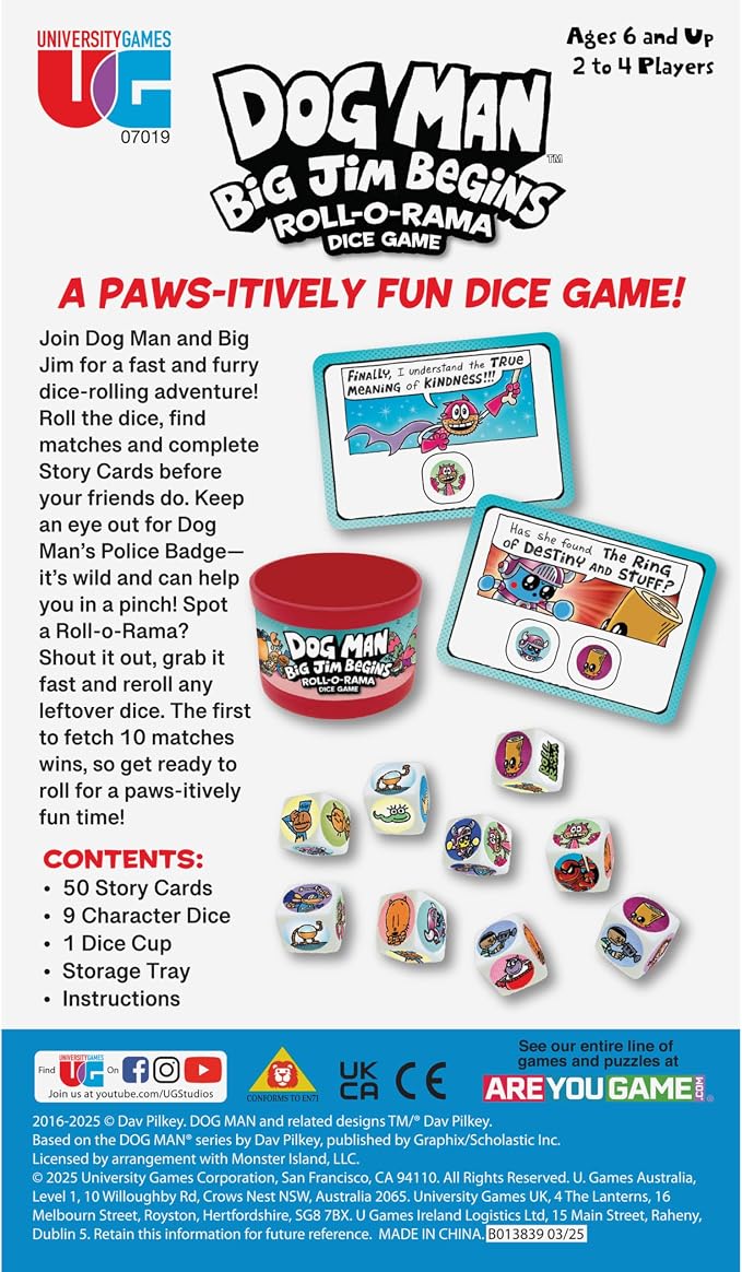 Dog Man Big Jim Begins Roll-O-Rama Dice Game, Family Game, Ages 6+