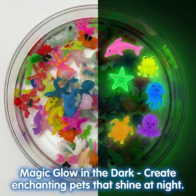 Magic Water Elf Toy Kit,20 Molds Safe & Non-Toxic Squishy Making Kit Focus & Concentration,Fun No-Mess STEM Activity-DIY Glow Magic Elves Craft for Boys Girls (12solid+6glow+4Sparkling+2Pearlescent)