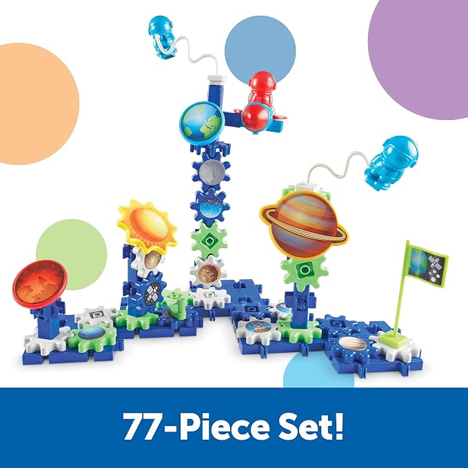Learning Resources Gears! Gears! Gears! Space Explorers Building Set - 77 Pieces, Ages 4+, STEM Activities, Fine Motor Skills, Toddler Explorer Kit, Science and Construction, Boys and Girls Gifts