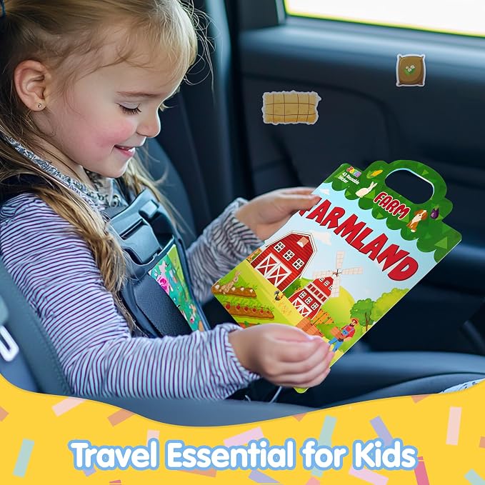 JOYIN Farm Animals Reusable Sticker Book for Toddlers, 3D Sticker Book for Kids 3 4 5, Travel Essentials, Airplane Activity Toys, Crafts Gifts, Birthday Gifts