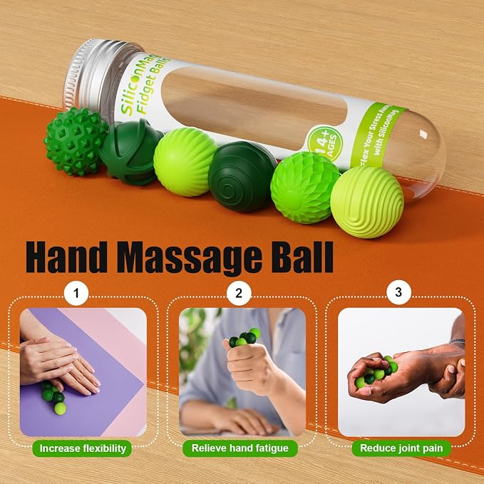 Magnetic Fidget Balls, 12-Pack Silicone Sensory Toys for Adults & Teens | Quiet Stress Relief Balls for Office, Fun Desk Toys with Textures, Calming & Relaxing Gift for Men & Women