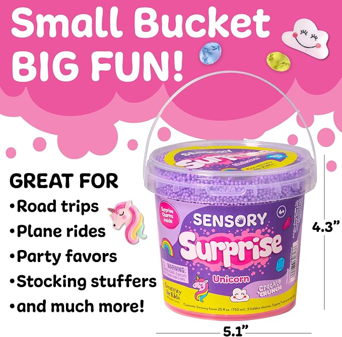 Creativity for Kids Sensory Surprise Unicorn Kit | Crunchy Sensory Foam Toy for Kids | Dig, Squeeze & Discover Hidden Unicorn Surprises | Mess-Free, Screen-Free Travel Toy (Ages 4+)