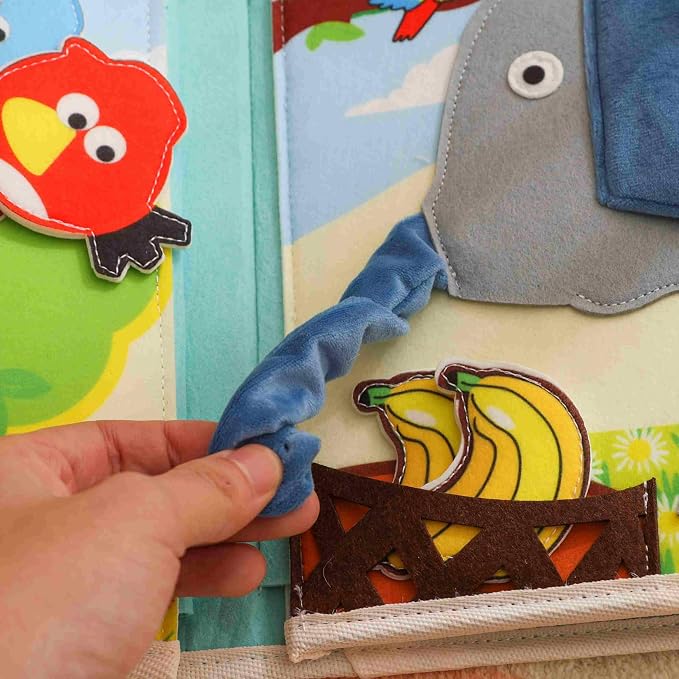 GOODMOM Animal Busy Book for Ages 1–3 -in-1 Educational Activity Book | Develop Fine Motor Skills, Practical Life Skills & Sensory Exploration | Travel-Friendly, Screen-Free Fun