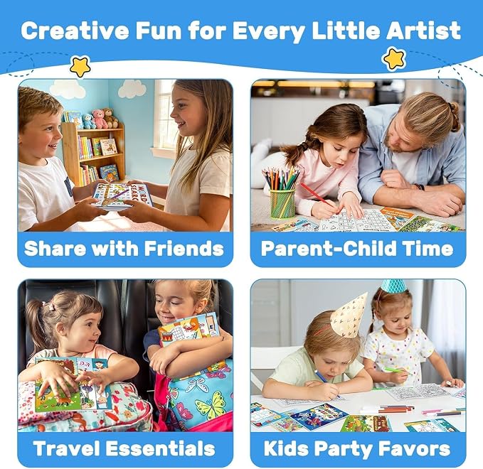 Kalysky 24 Activity Books with Colored Pencils for Kids 4-8 8-12 PartyFavor | Bulk Mini Puzzle Books,Birthday Party Goodie Bags, Classroom Prizes, Return Gifts, Fun Puzzle Activities for kids