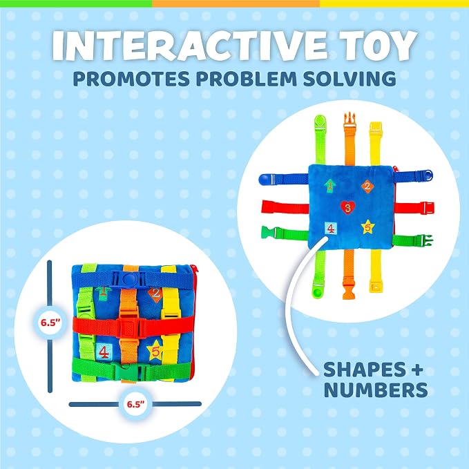 Buckle Toys, Boomer Square, Learning Activity, Easy Travel Toy for Toddlers | Develop Motor Skills and Problem Solving, Travel Toy Perfect Car Travel Accessories for Long Trips