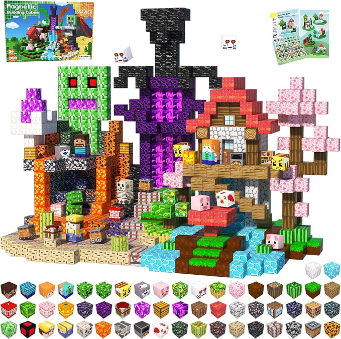 Magnetic Blocks, 300PCS Toys Building Cube Birthday Gifts for Kids | Magnetic Cubes, 0.8 inches Building Blocks, STEM Construction Toys Christmas Birthday Gifts for Kids Boys Girls