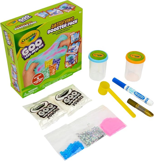 Crayola Satisfying Goo Making Kit, Slimy DIY Craft for Kids, Sensory Fidget Putty, Less Mess Activity, Includes Mix Pouches & Mix Ins, Gift for Kids, 6+