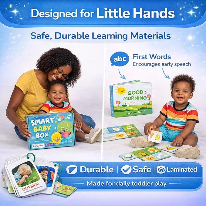 Busy Book for Toddlers 1-3, Books for 1 Year Old, Toddler Busy Book with 4 Books, 2 Sets of Flash Cards, 2 Puzzles & Matching Game, Learning Toys for 1 Year Old, Montessori Preschool Activity Set
