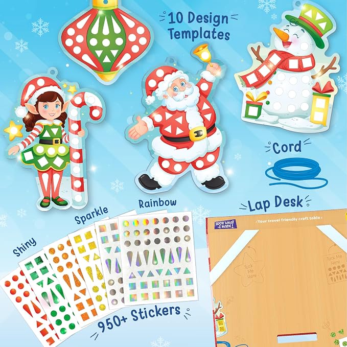 Imagimake Mirror Mosaic - Christmas, 10 Templates, Foil Stickers | DIY Holiday Craft Activity for Kids, Screen-Free Creative Play, Christmas Gift for Girls & Boys Ages 3,4,5,6,7,8 Years Old