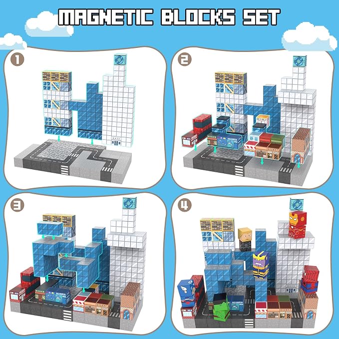 Growsland Magnetic Blocks - 200PCS Magnets Cubes | Magnetic Building Blocks STEM Montessori Sensory Toys for 3 4 5 6 7 8-13 Year Old Boys Girls Birthday for Kids
