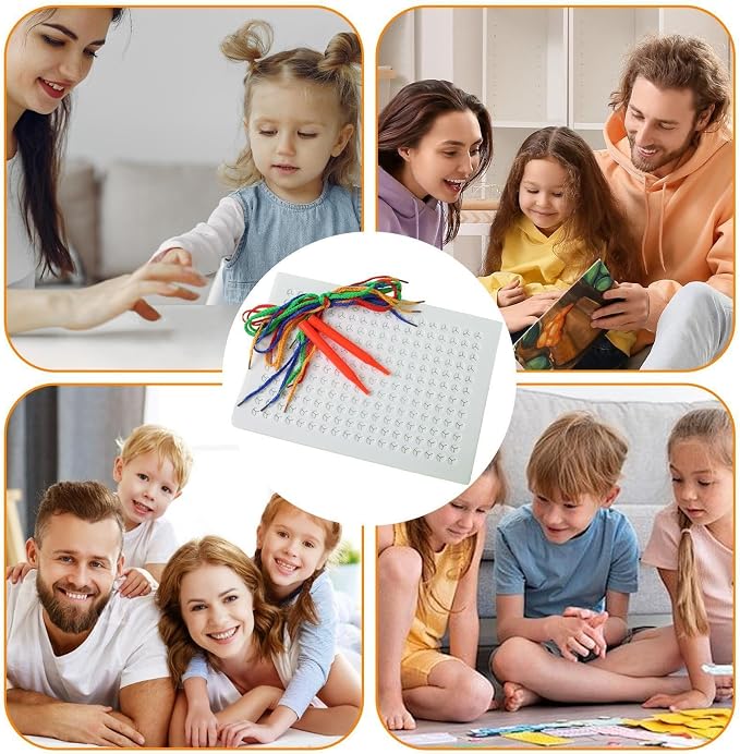 Threading Sensory Stitching Board for Kids Lacing Toy Fine Motor Skill | Weaving String Art Kit Colored Ropes Early Education Thread Needle Embroidery Toy Calming Corner Birthday Christmas Holiday