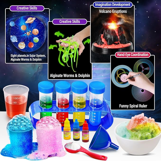 PATIFEED 250 Experiment Science Kit for Kids t S.T.E.M Toys | Erupting Volcano, Planet Projects, Bouncy Ball, Scientist Set, Birthday Gift Ideas for Boys Girls